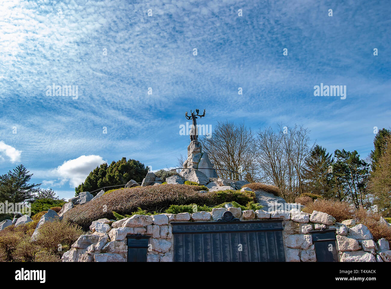 Die Caribou statue am Neufundland Regiment Denkmal an der Beaumont Hamel in Frankreich Stockfoto