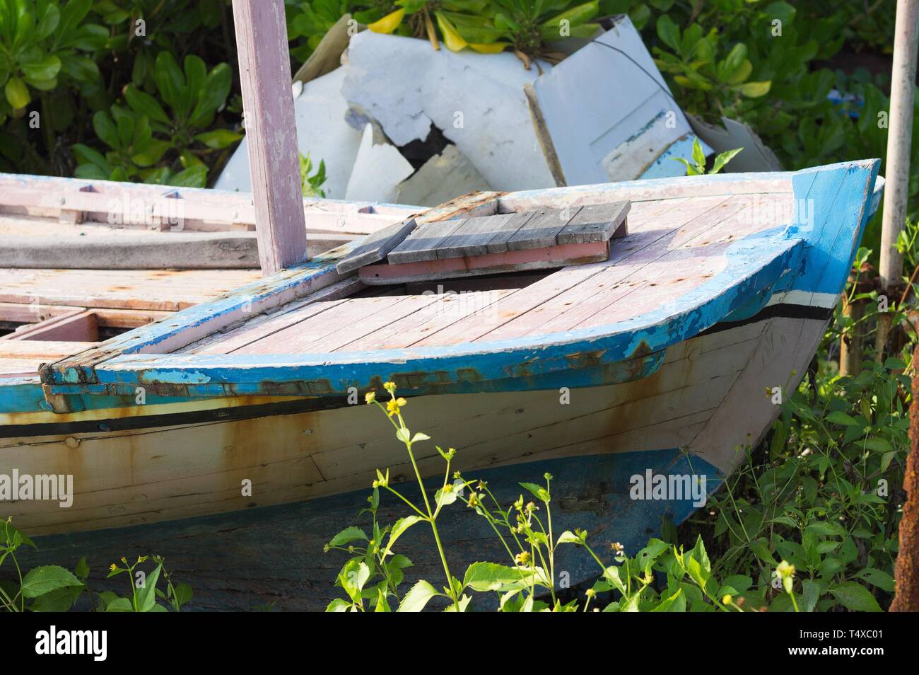 Stern von einem Boot der Malediven (Ari Atoll, Malediven) Stockfoto
