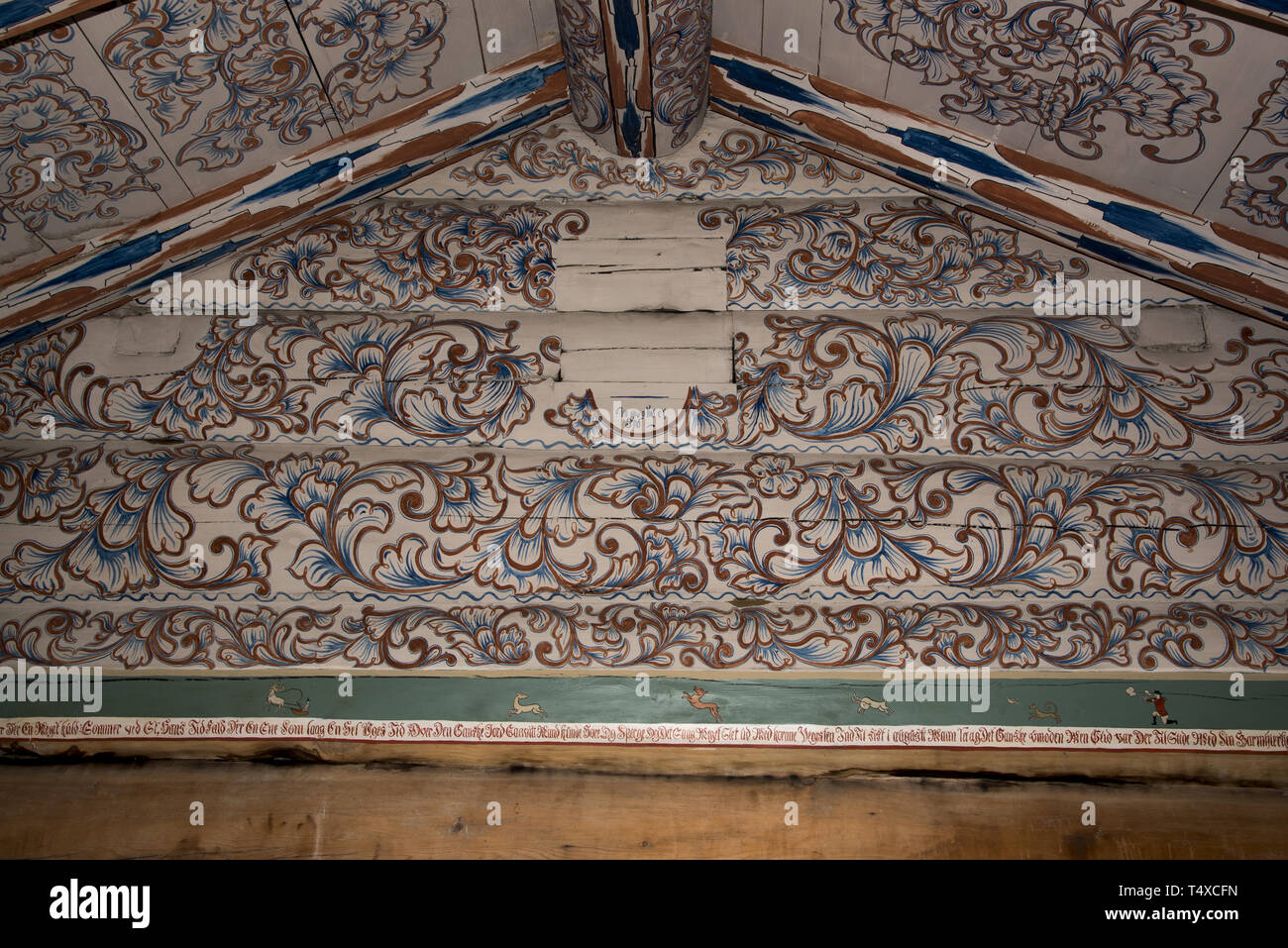 Sverresborg, Trøndelag Folkmuseum ist ein Freilichtmuseum in Trondheim mit alten original Häuser wie Detli Haus aus Oppdal in Trøndelag County. Stockfoto