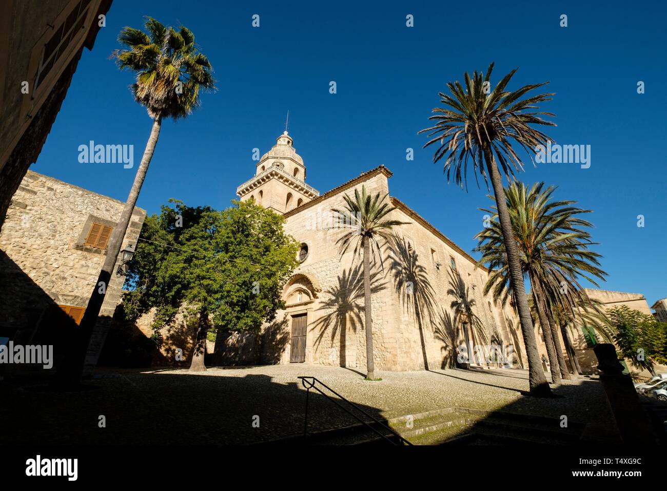 Kirche von San Bartolomé, Gemeinde des Dorfes Montuiri, 14. Jahrhundert, Montuiri, Mallorca, Balearen, Spanien. Stockfoto