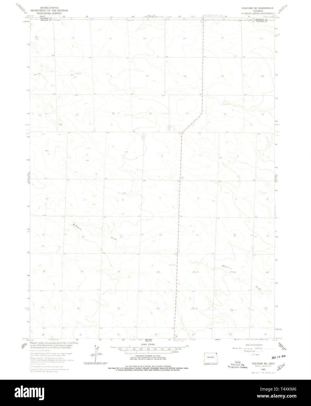 USGS TOPO Karte Colorado CO Holyoke NE 233306 1962 24000 Wiederherstellung Stockfoto