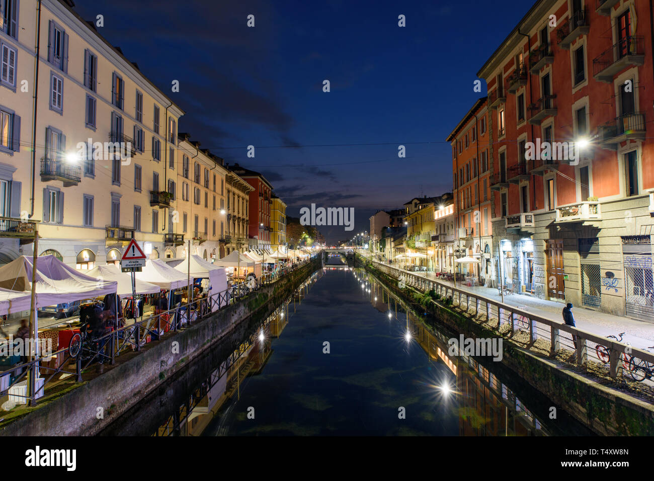 Die Nacht im Stadtteil Navigli Mailand, Italien Stockfoto