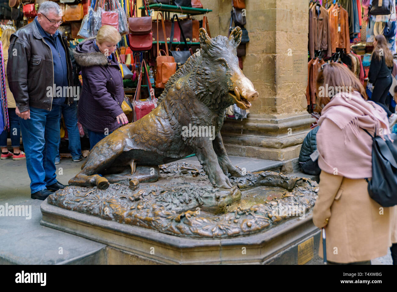 Bronze porcellino Brunnen für gutes Glück in Florenz, Italien Stockfoto