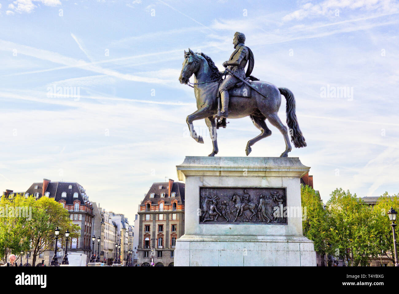 Die Reiterstatue von Heinrich IV. von Pont Neuf, Paris, Frankreich. Stockfoto