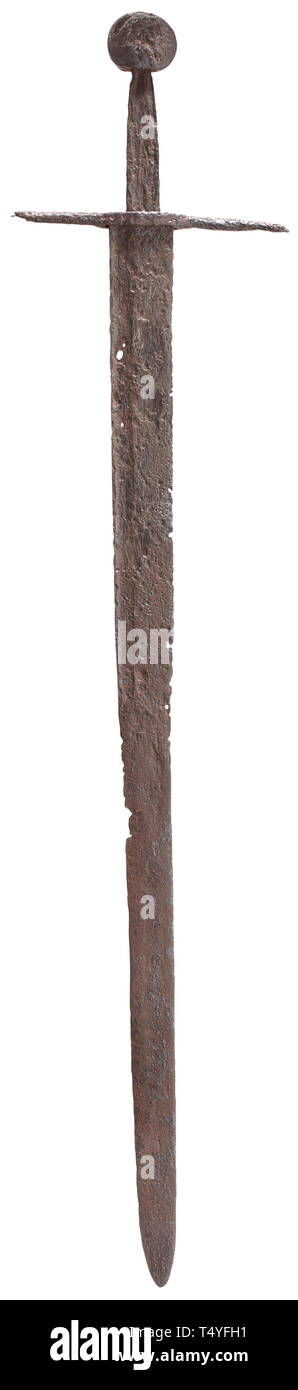 Ein Deutscher mittelalterliche Schwert circa 1300. Der obere Teil der