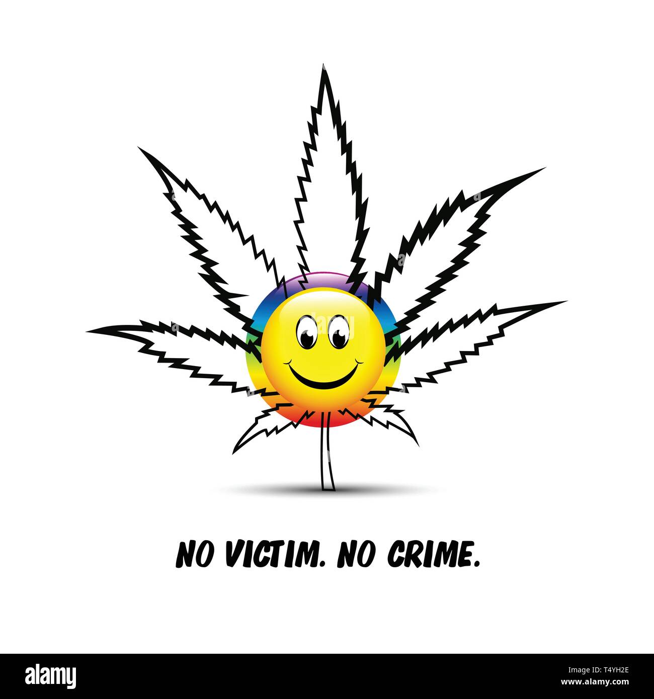 Cute funny lächelt glücklich mit Marihuana weed Blatt kein Opfer kein Verbrechen Typografie Vektor-illustration EPS 10. Stock Vektor