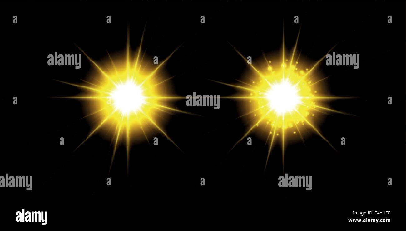 Kreatives Konzept Vektor einrichten von leuchten golden Light Effect Sterne Bursts mit funkelt auf transparentem Hintergrund isoliert Stock Vektor