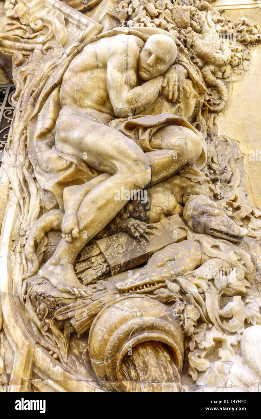 Spanien Valencia nationalen Keramik Museum, Detail der Fassade, der Palast des Marqués de Dos Aguas Stockfoto