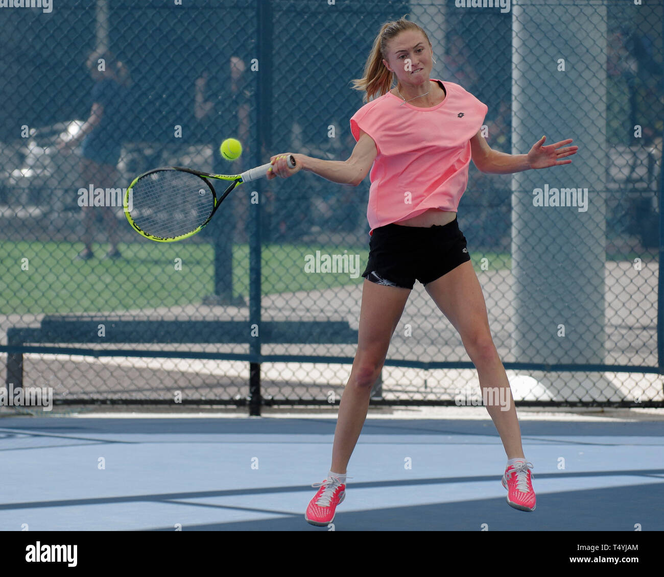 Aliaksandra Sasnovich in Ausbildung Fed Cup Halbfinale April 2019 QTC Showcourt Brisbane Australien Stockfoto