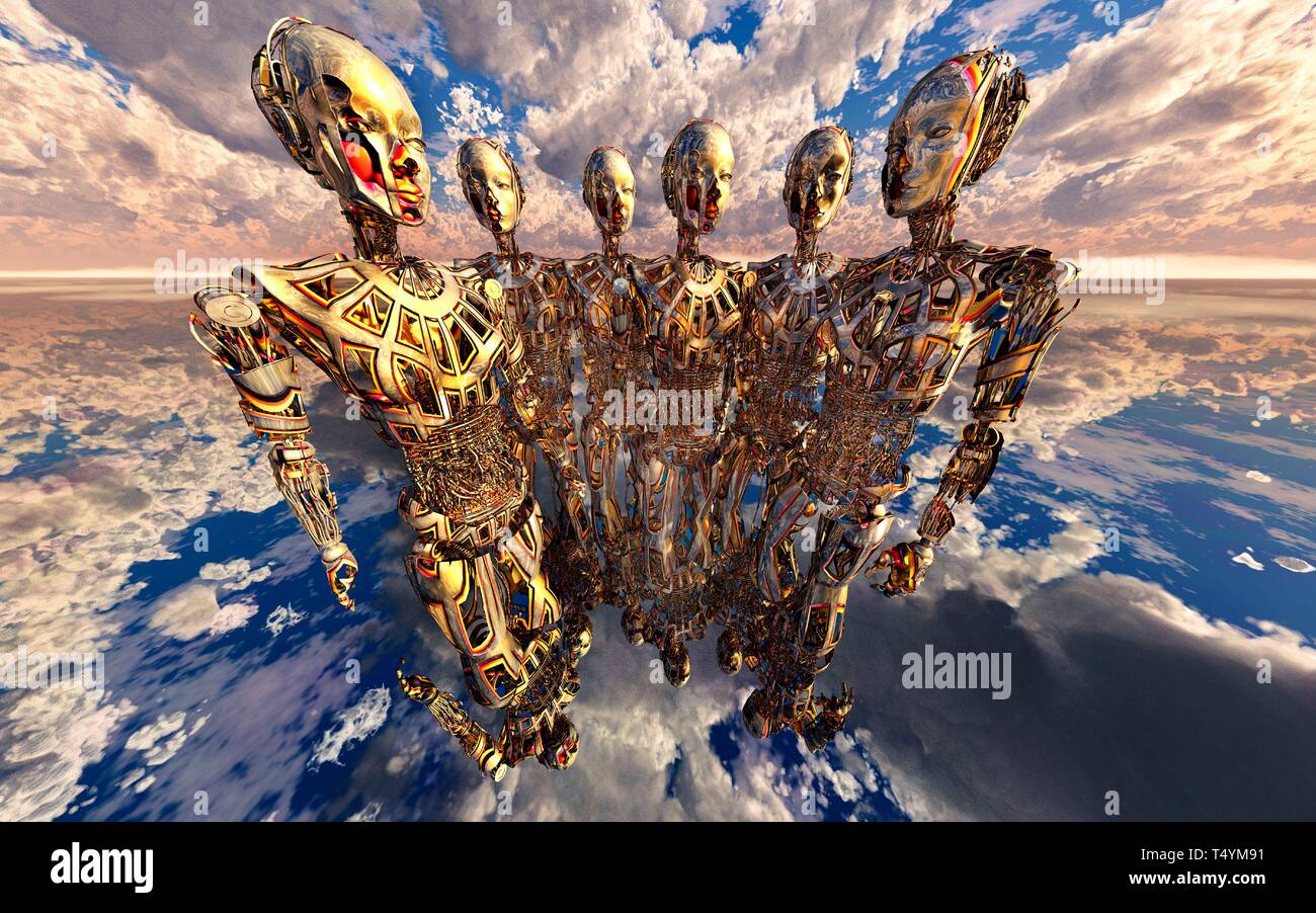 Android Roboter mit unabhängigen Denkens erstellt Stockfoto