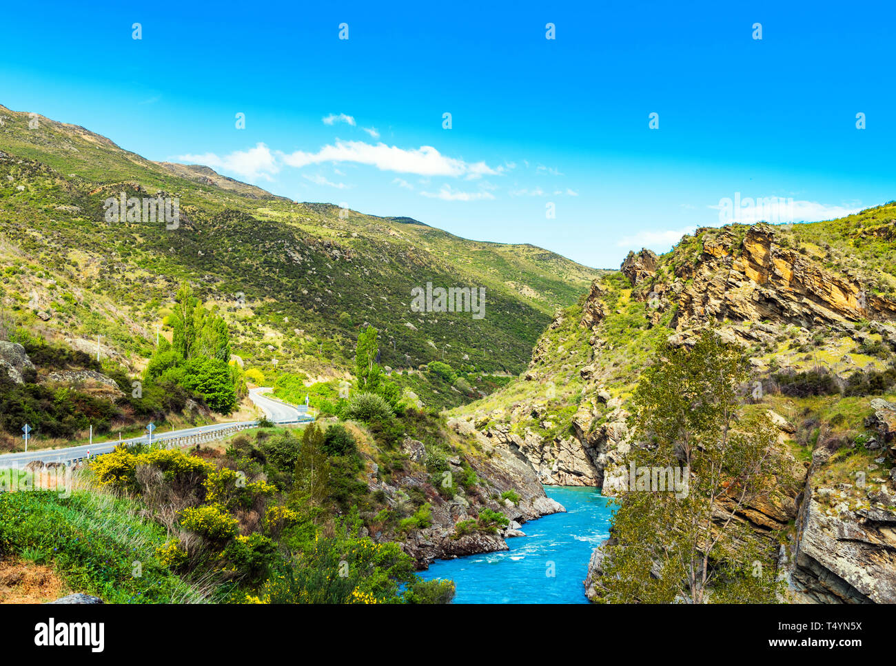Blick auf die Landschaft in den südlichen Alpen, Neuseeland. Kopieren Sie Platz für Text Stockfoto