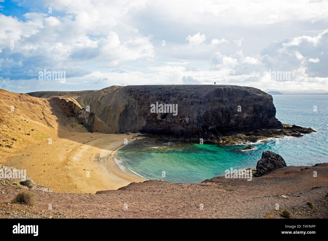 Der schöne Strand Papagayo an einem sonnigen Tag, Insel Lanzarote, Kanarische Inseln, Spanien Stockfoto