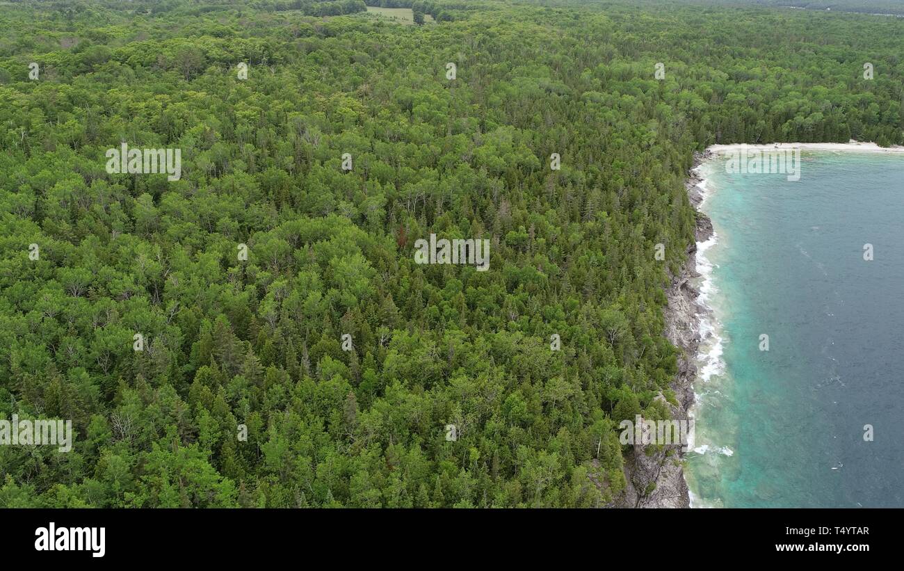 Schöne Bruce Peninsula Park in Kanada drone Fotografie Stockfoto