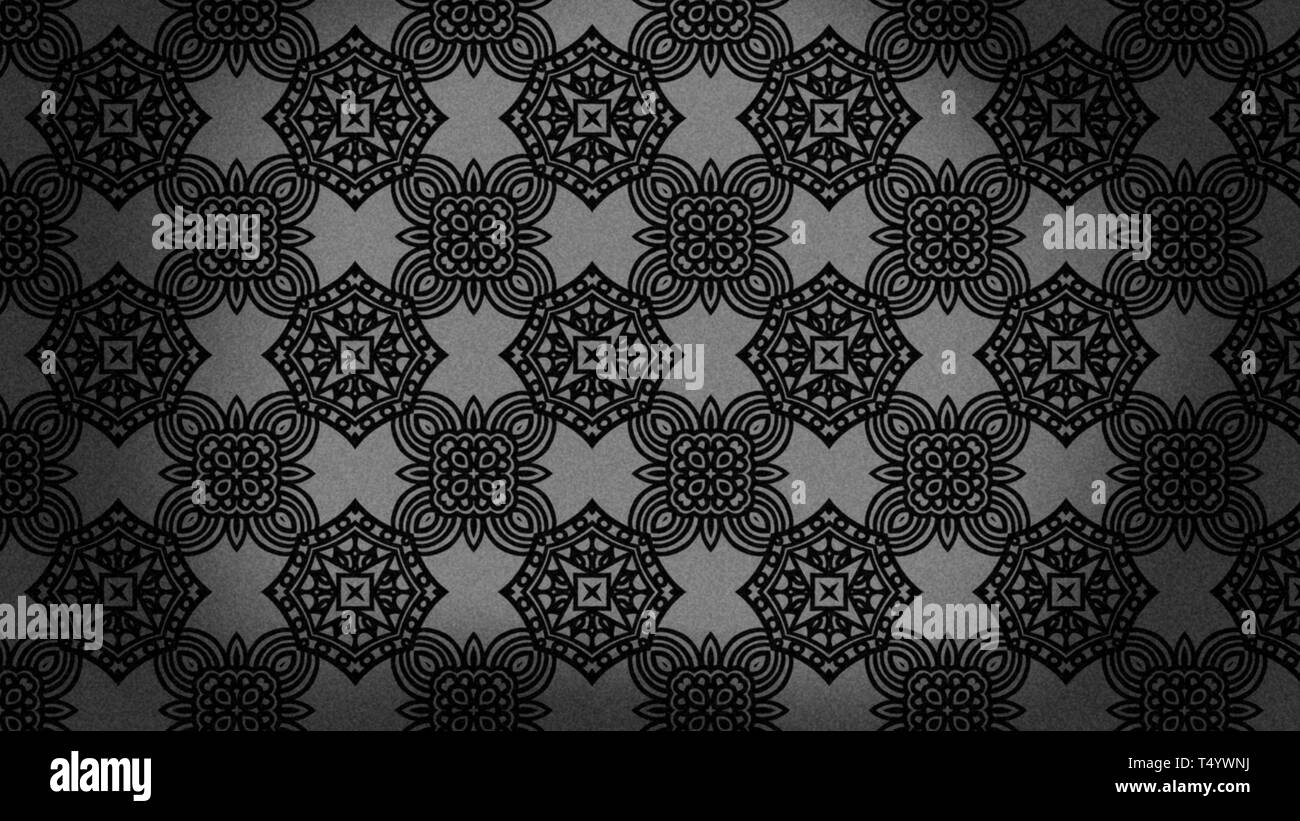 Schwarz Vintage Flower Background Pattern Stockfoto