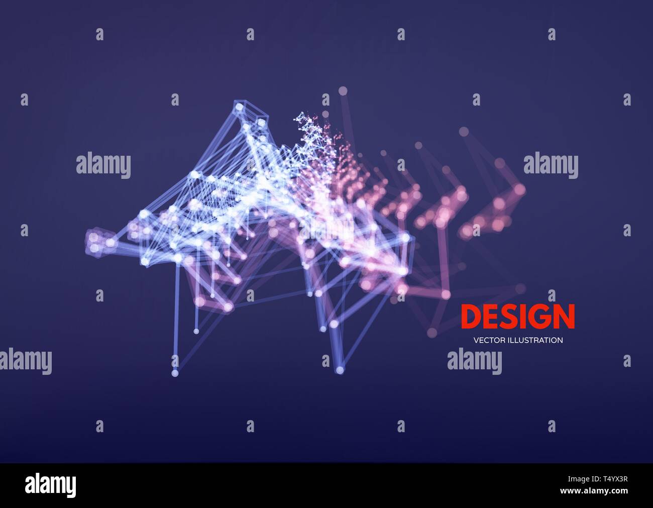 3D-Struktur. Futuristische Technologie Stil. Low-poly Element für Design. Vector Illustration für Wissenschaft, Chemie oder Bildung. Stock Vektor