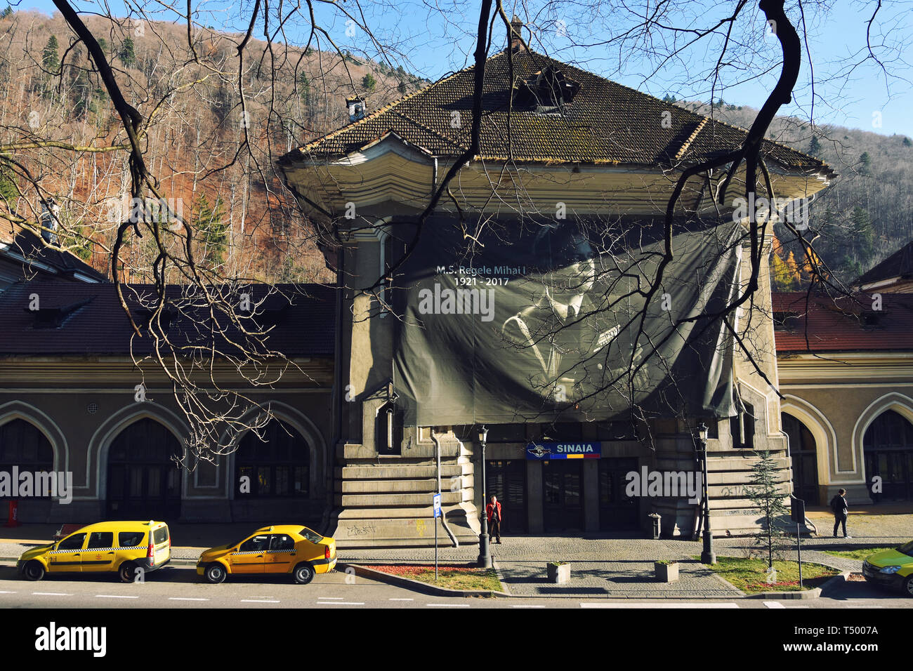 SINAIA, Rumänien - 9 November, 2018. Gara Regala (die Königliche Bahnhof) Sinaia Resort, Prahova Valley, Rumänien. Stockfoto