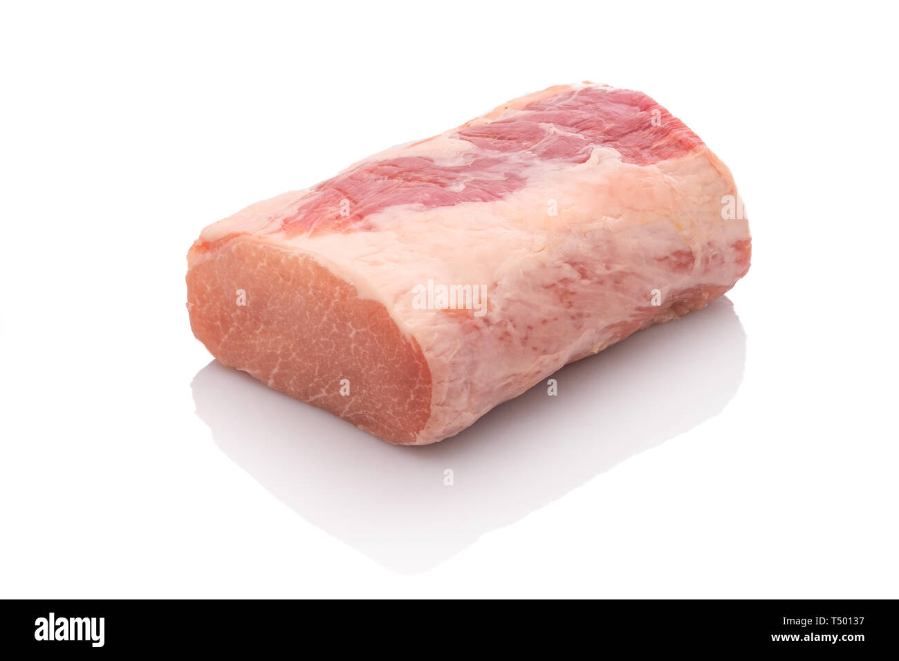 Raw Iberico Schwein Filet weiß isoliert close-up Stockfoto