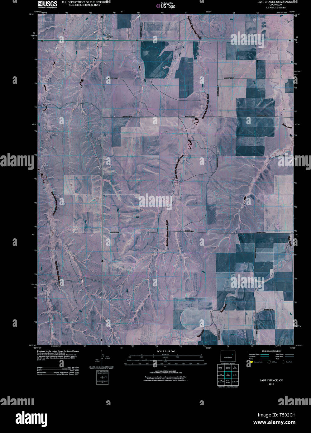 USGS TOPO Karte Colorado CO Letzte Chance 20100806 TM invertiert Wiederherstellung Stockfoto