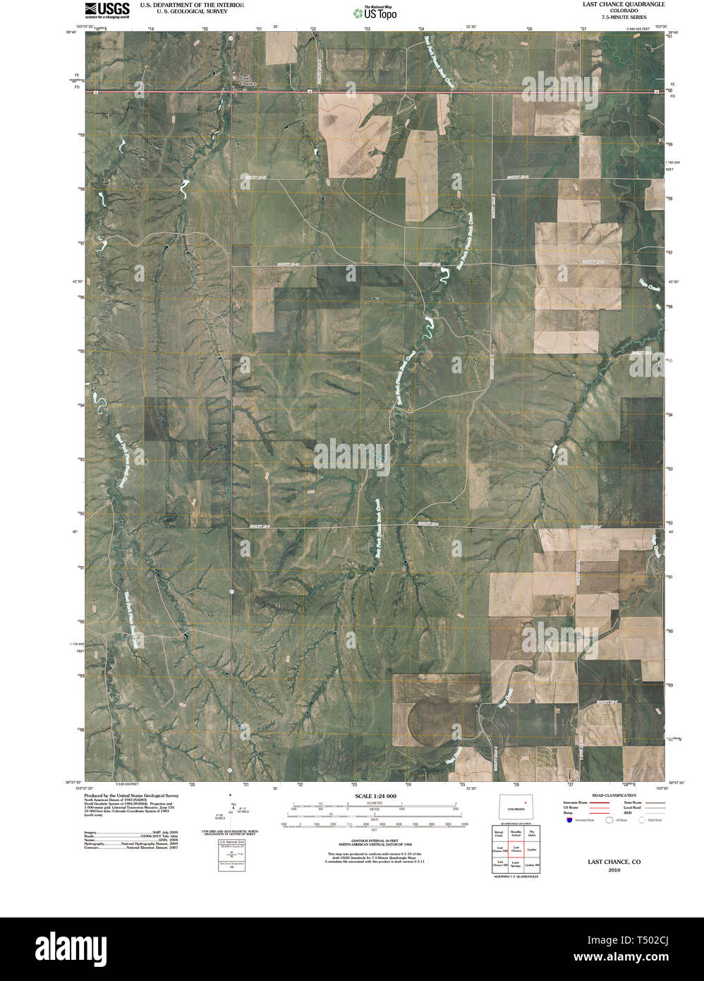 USGS TOPO Karte Colorado CO Letzte Chance 20100806 TM Wiederherstellung Stockfoto