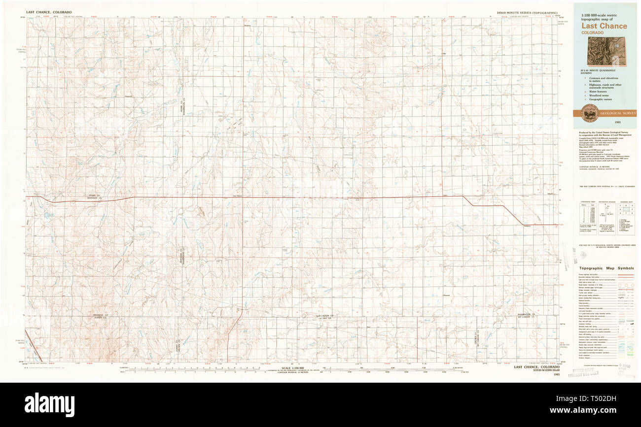 USGS TOPO Karte Colorado CO Letzte Chance 403043 1983 100000 Restaurierung Stockfoto