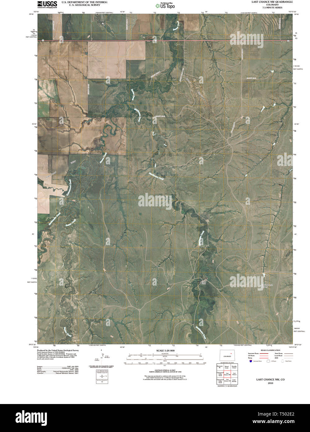 USGS TOPO Karte Colorado CO Letzte Chance NW 20100806 TM Wiederherstellung Stockfoto