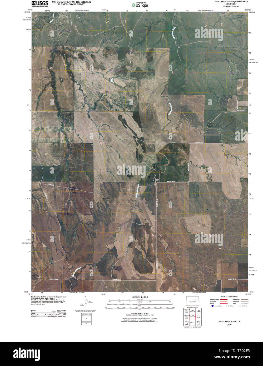 USGS TOPO Karte Colorado CO Letzte Chance SW 20100806 TM Wiederherstellung Stockfoto
