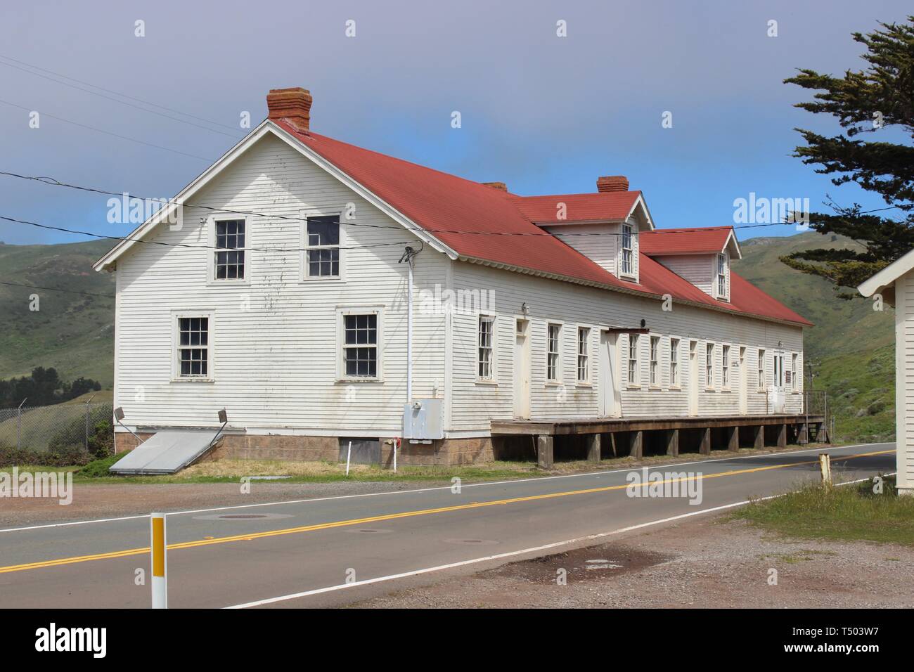 Quartiermeister und Aufenthaltskosten, Lagerhaus, Fort Barry, Marin Headlands, Kalifornien Stockfoto
