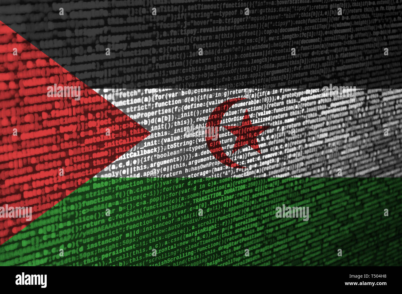 Westsahara Flagge wird auf dem Bildschirm mit dem Programm Code dargestellt. Das Konzept der modernen Technologie- und Standortentwicklung. Stockfoto