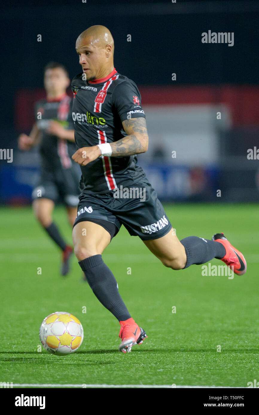 WIJDEWORMER, 19-04-2019, Fußball, AFAS Trainingscomplex, Saison 2018 / 2019, Keuken Kampioen divisie. MVV Spieler Anthony van den Hurk auf den Ball während des Spiels Jong AZ-MVV Stockfoto