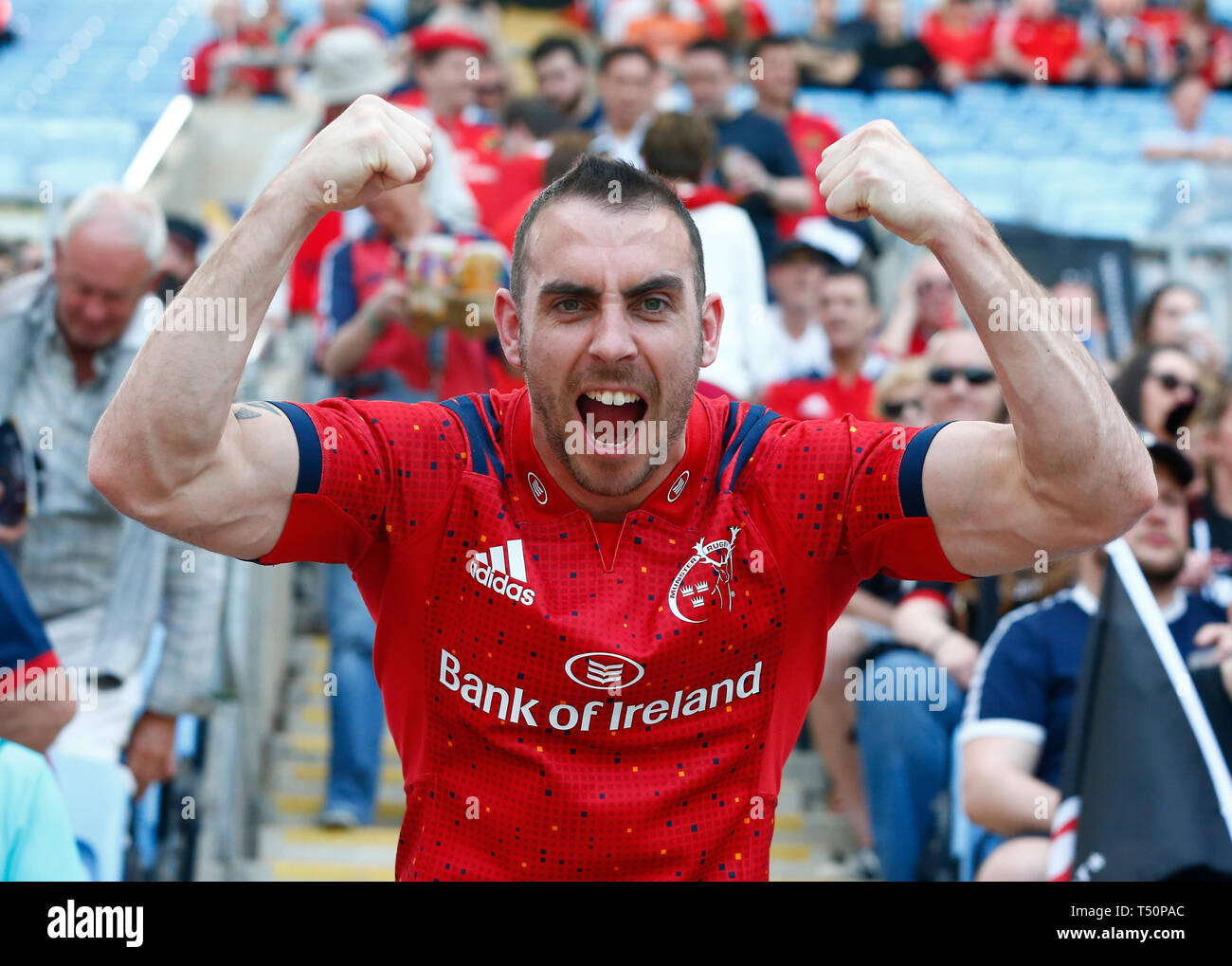 Coventry, Großbritannien. 20 Apr, 2019. Munster Fans während 2019 Heineken Champions Cup Halbfinale zwischen Sarazenen und Munster Rugby in der Ricoh Arena in Coventry am 20/04/2019. Credit: Aktion Foto Sport/Alamy leben Nachrichten Stockfoto