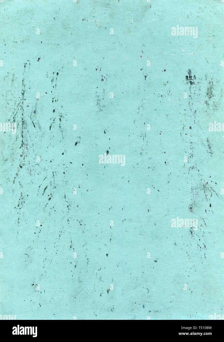 Abstrakte aqua Hintergrund. Grüner Hintergrund in grunge Stil mit Flecken, Kratzer, Fingerabdrücke und bunten kleinen Punkten. Papier Textur Stockfoto
