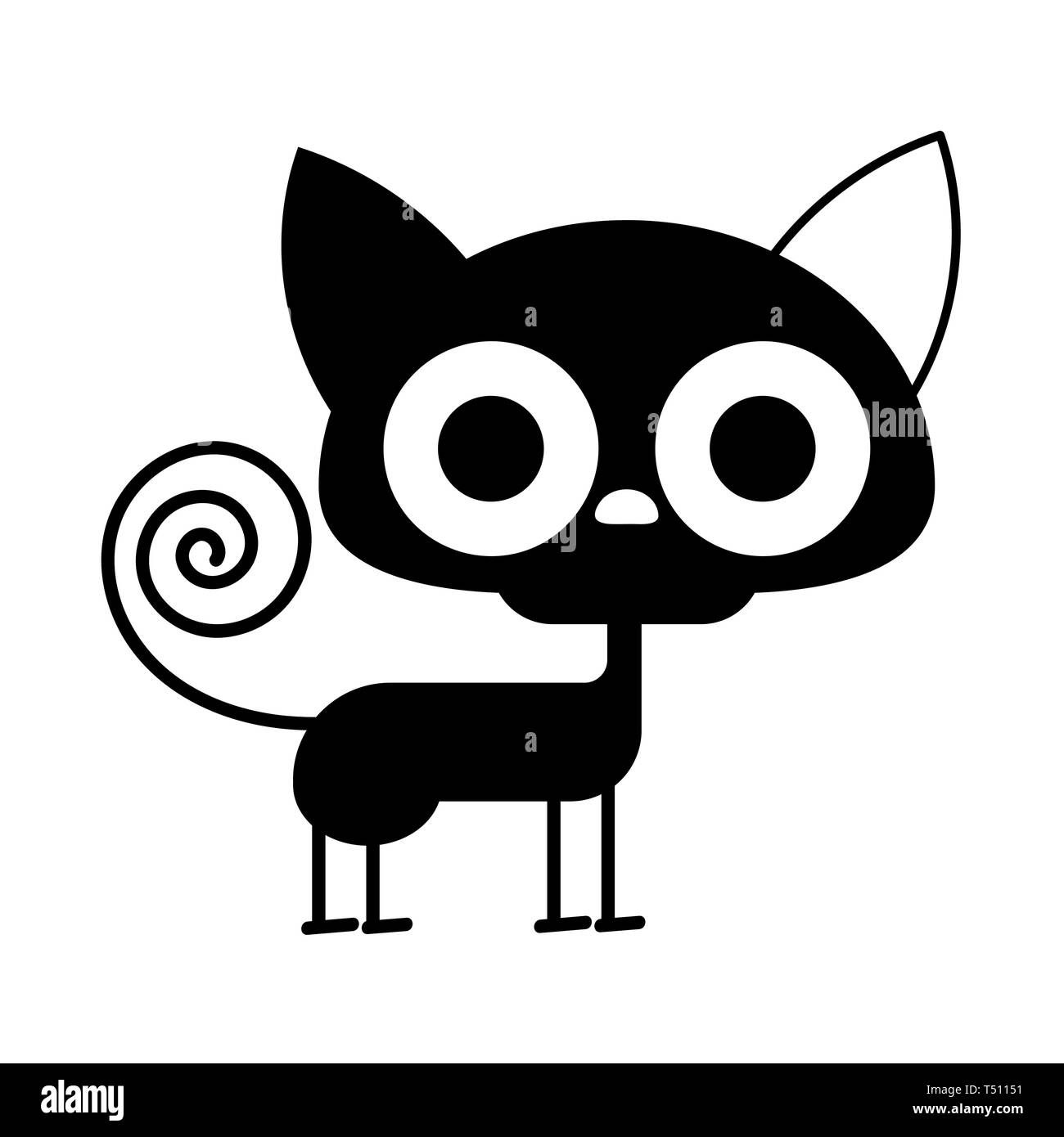Cartoon schwarze Katze Zeichnung süße Katze Abbildung. Lustige Halloween Stock Vektor