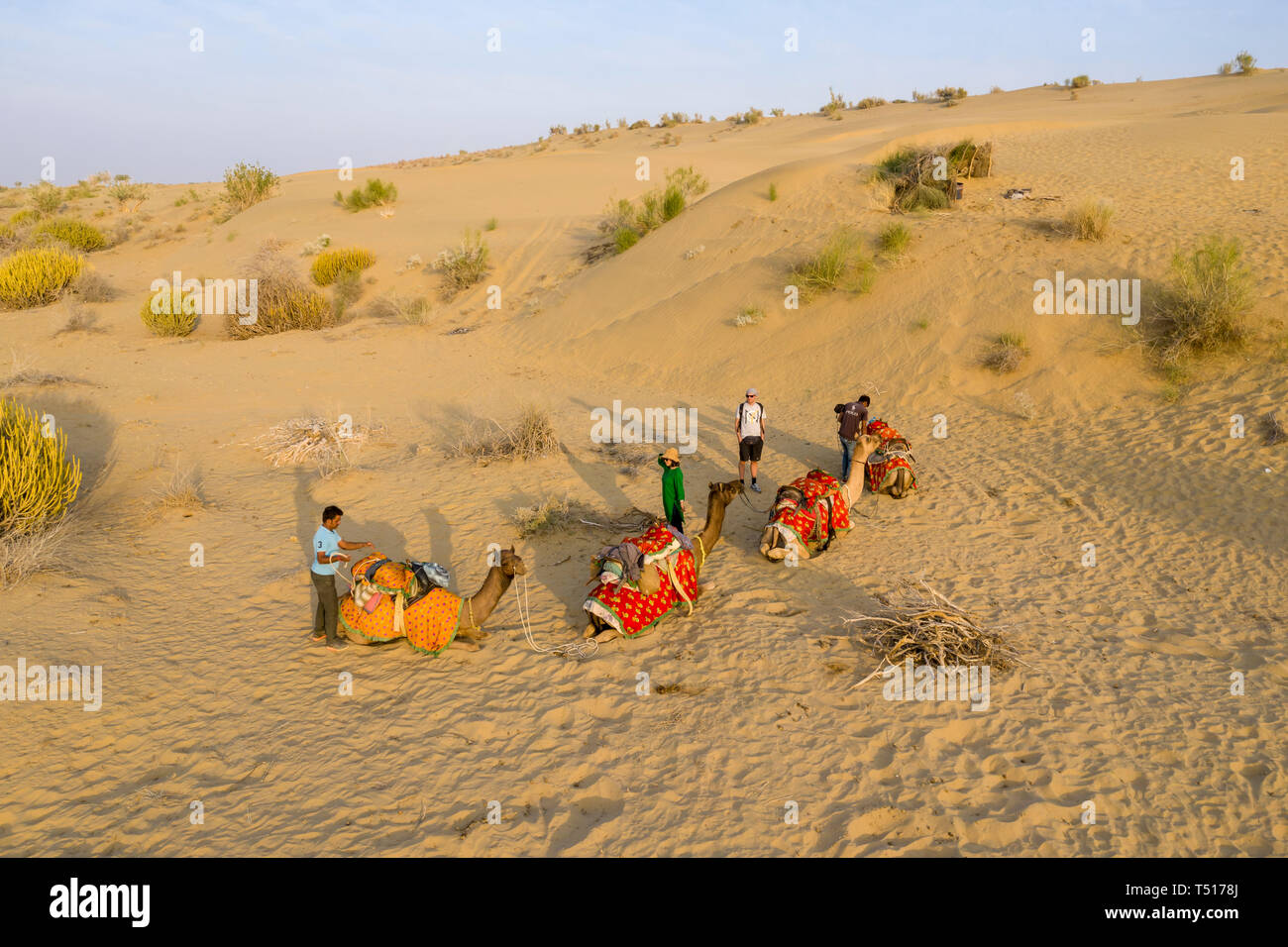 Indien, Rajasthan, Jaisalmer, Khuri Wüste Stockfoto