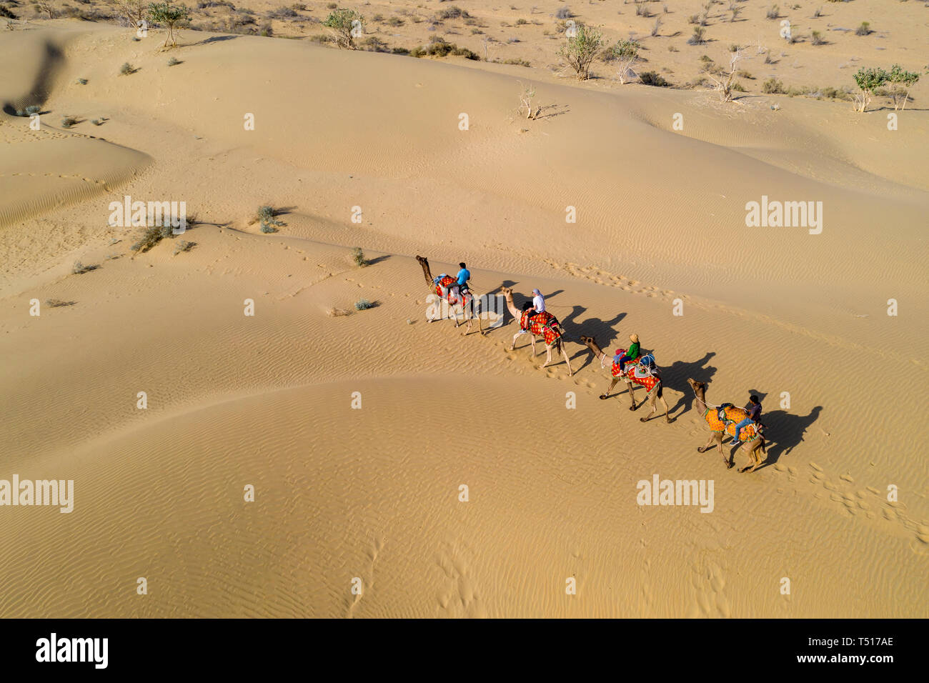 Indien, Rajasthan, Jaisalmer, Khuri Wüste Stockfoto