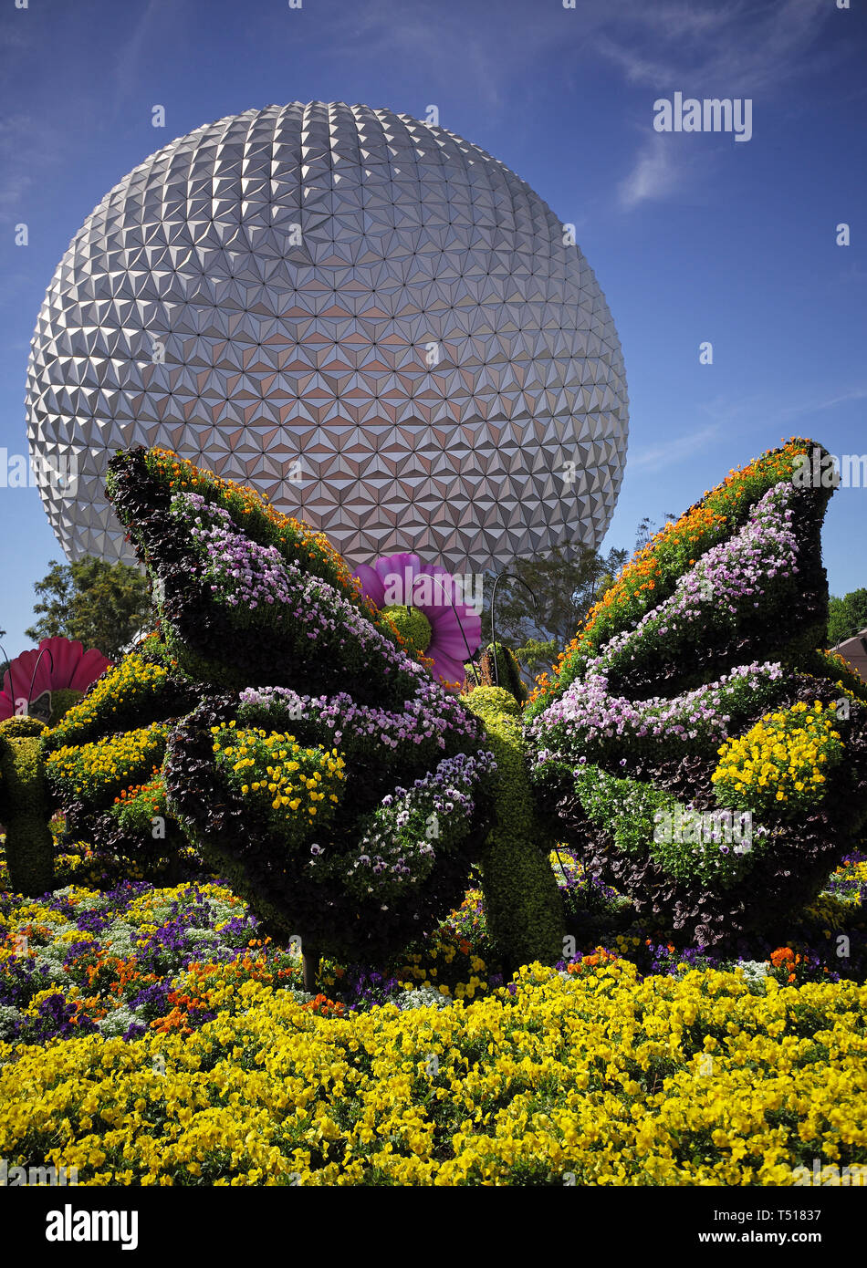 Raumschiff Erde Attraktion in Epcot Center DisneyWorld Florida Stockfoto