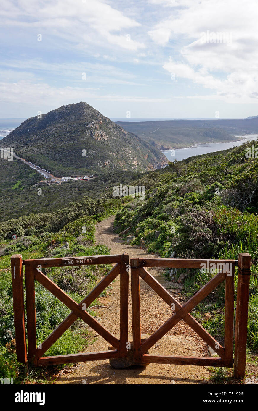 "Keine Eingabe" Schild am Cape Point am Kap der Guten Hoffnung Nature Reserve in der Nähe von Kapstadt, Südafrika. Stockfoto
