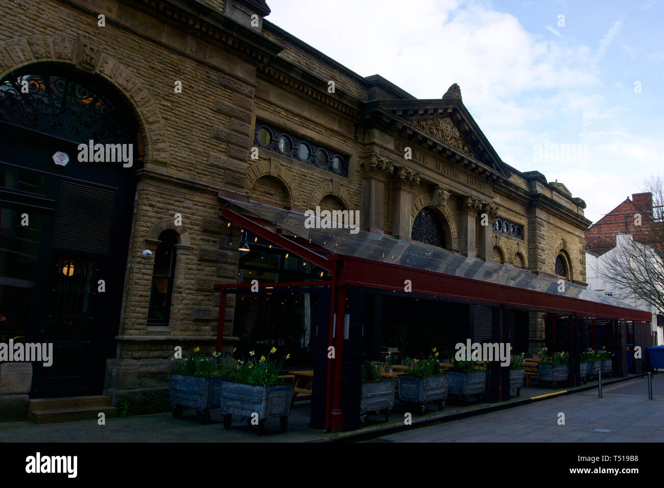 Die Außenseite des Mackie Bürgermeister Markt in Manchester. Stockfoto