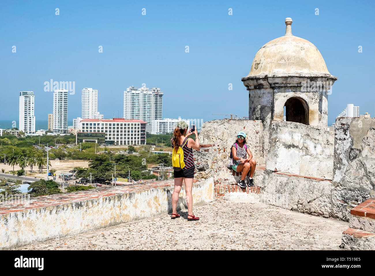 Cartagena Kolumbien, Castillo de San Roam de Barajas, San Lazaro Hill, historische Festung aus der Kolonialzeit, Weltkulturerbe, Einwohner der hispanischen Latinos Stockfoto
