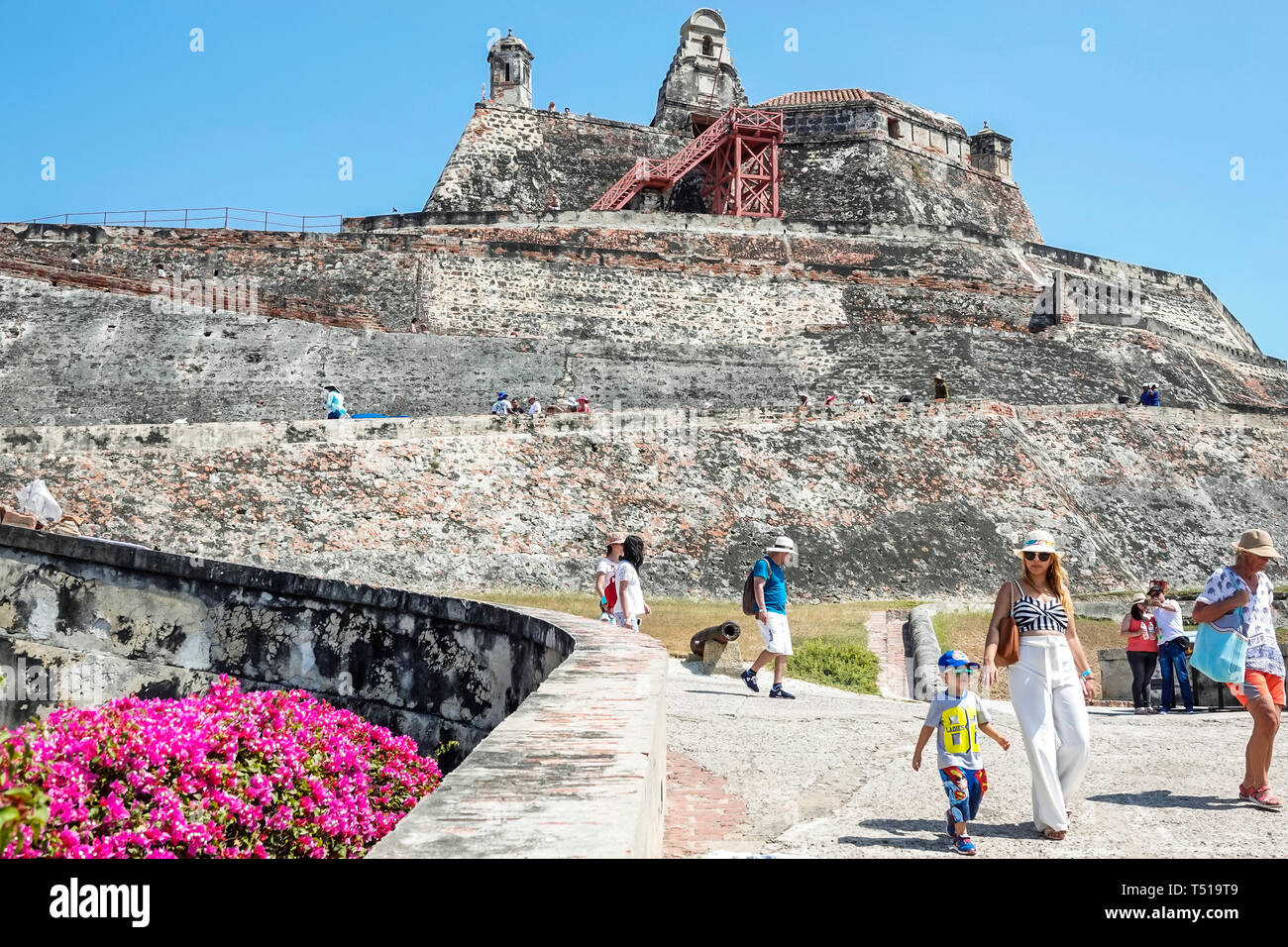 Cartagena Kolumbien, Castillo de San Roiman de Barajas, San Lazaro Hill, historische Festung aus der Kolonialzeit, Weltkulturerbe, Einwohner von Hispanic Stockfoto