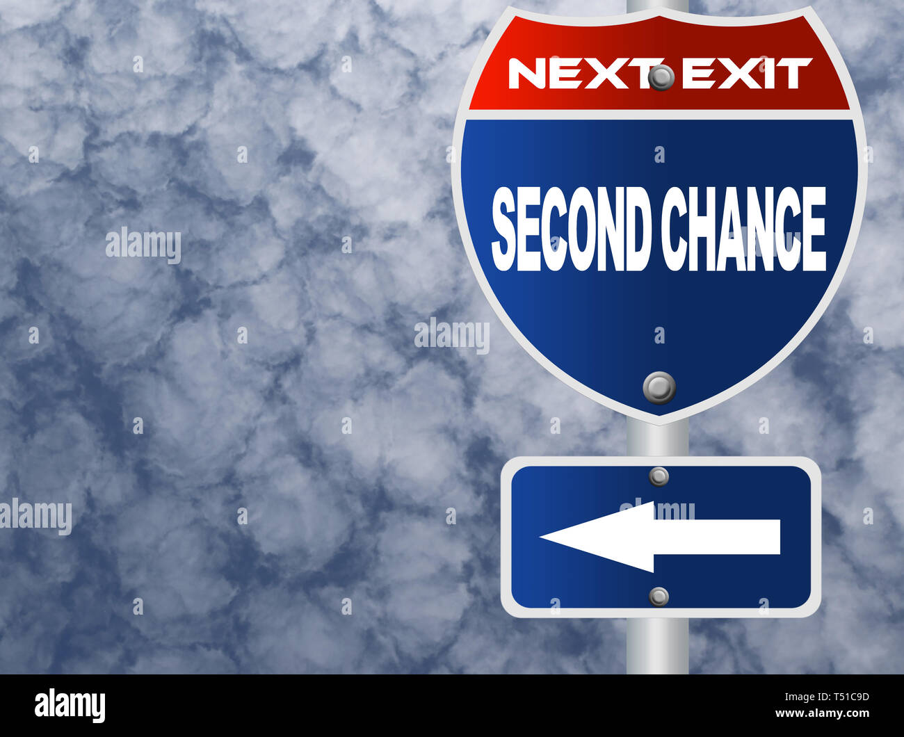 Zweite Chance-Straßenschild Stockfoto