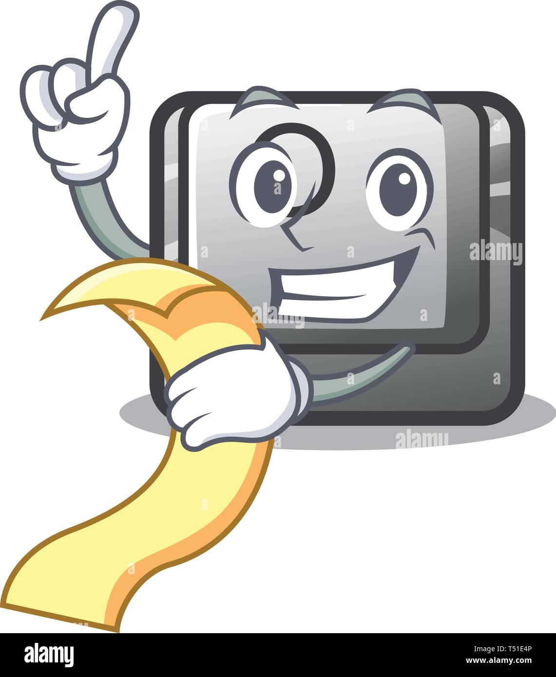 Mit der MENU-Taste O in der Karikatur Form Stock Vektor