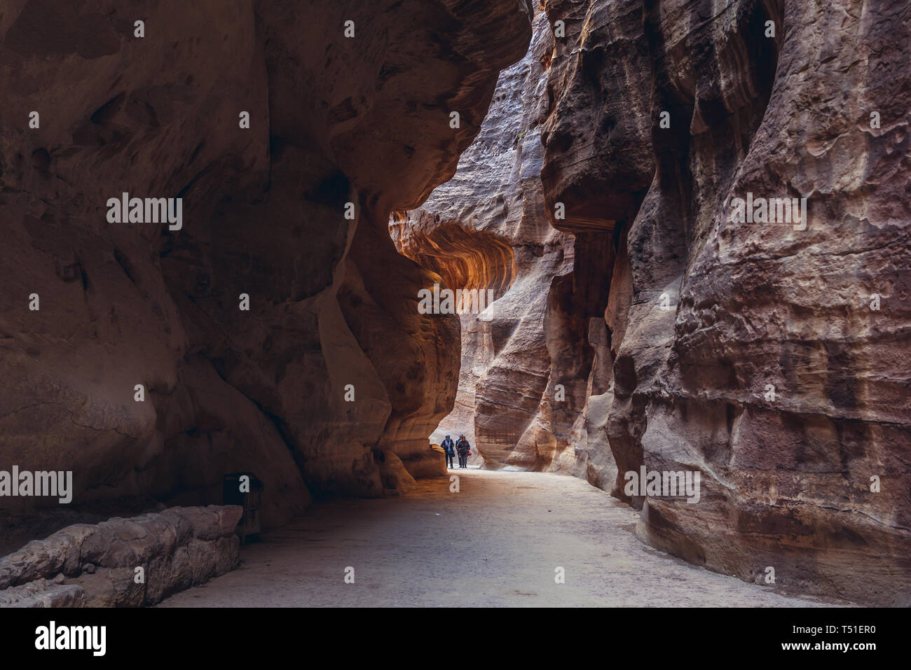 Siq Schlucht in Petra historische Stadt der nabatäischen Reiches in Jordanien Stockfoto