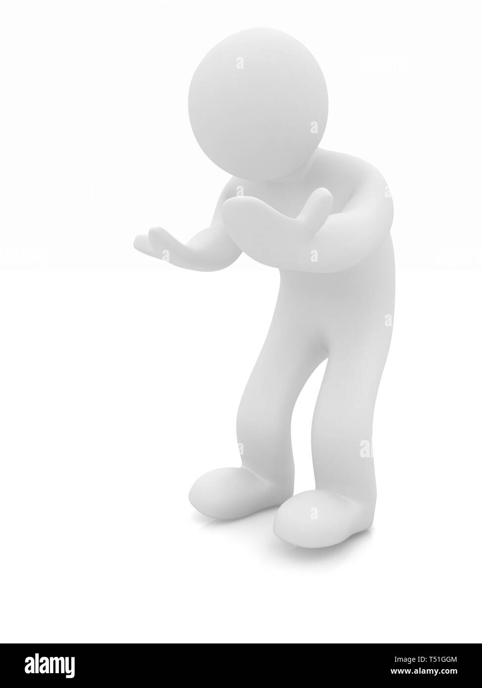 3d Mann isoliert auf Weiss. Serie: der menschlichen Emotionen - Verwirrung und Enttäuschung Stockfoto