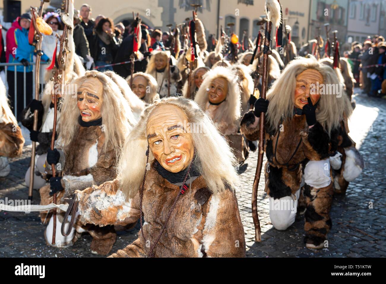 Traditionelle Alemannische Fastnacht, Narrensprung Karnevalsumzug, Wangen im Allgäu, Oberschwaben, Baden-Württemberg, Deutschland Stockfoto