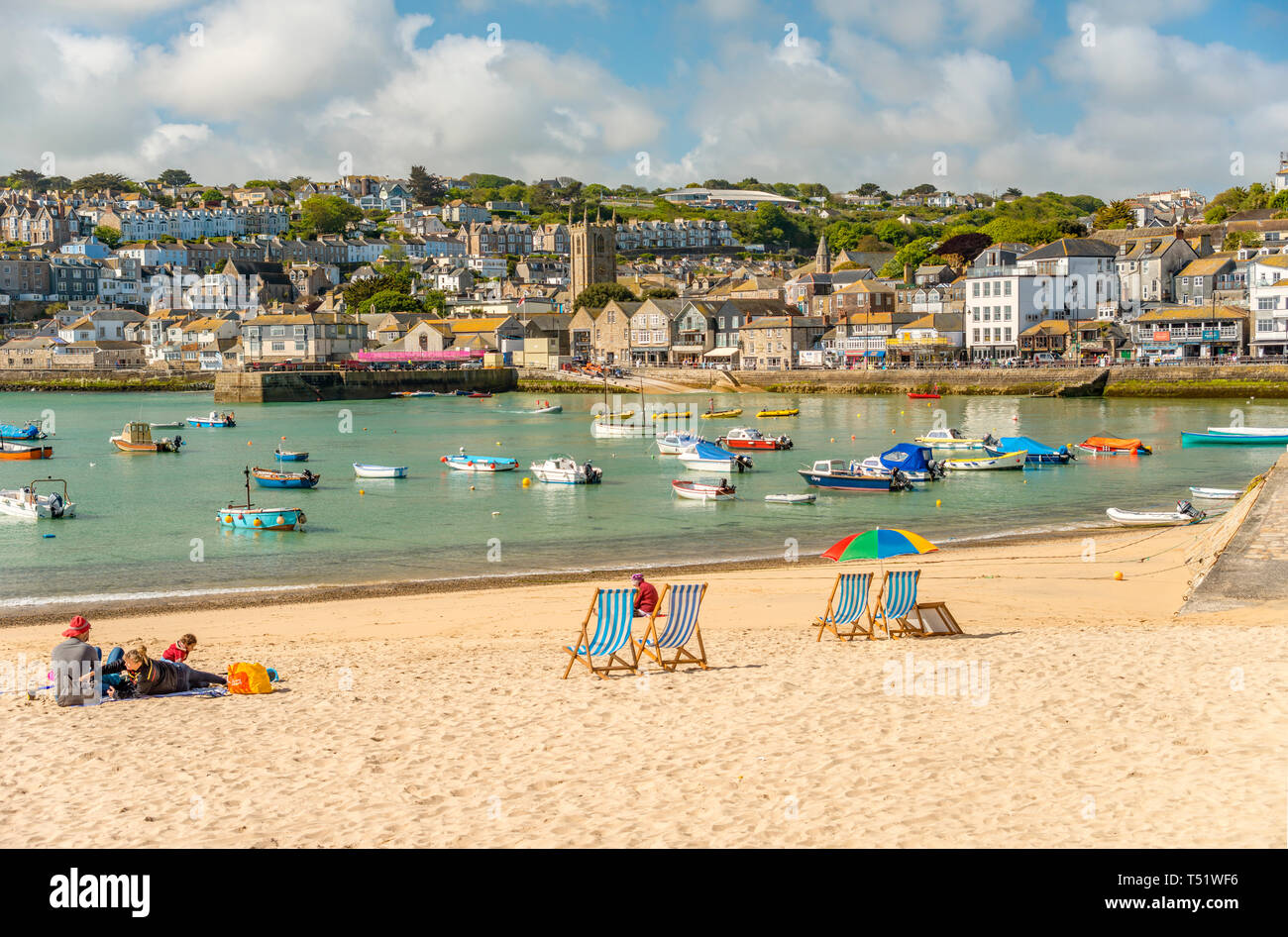 St Ives Smeatons Pier Beach, Cornwall, England, Großbritannien Stockfoto