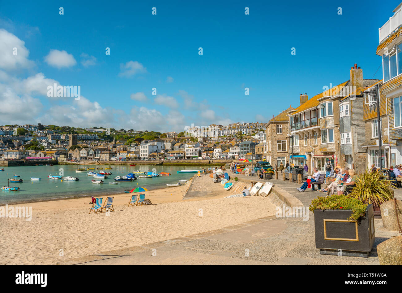 Smeatons Pier Strand von St Ives, Cornwall, England, Großbritannien Stockfoto