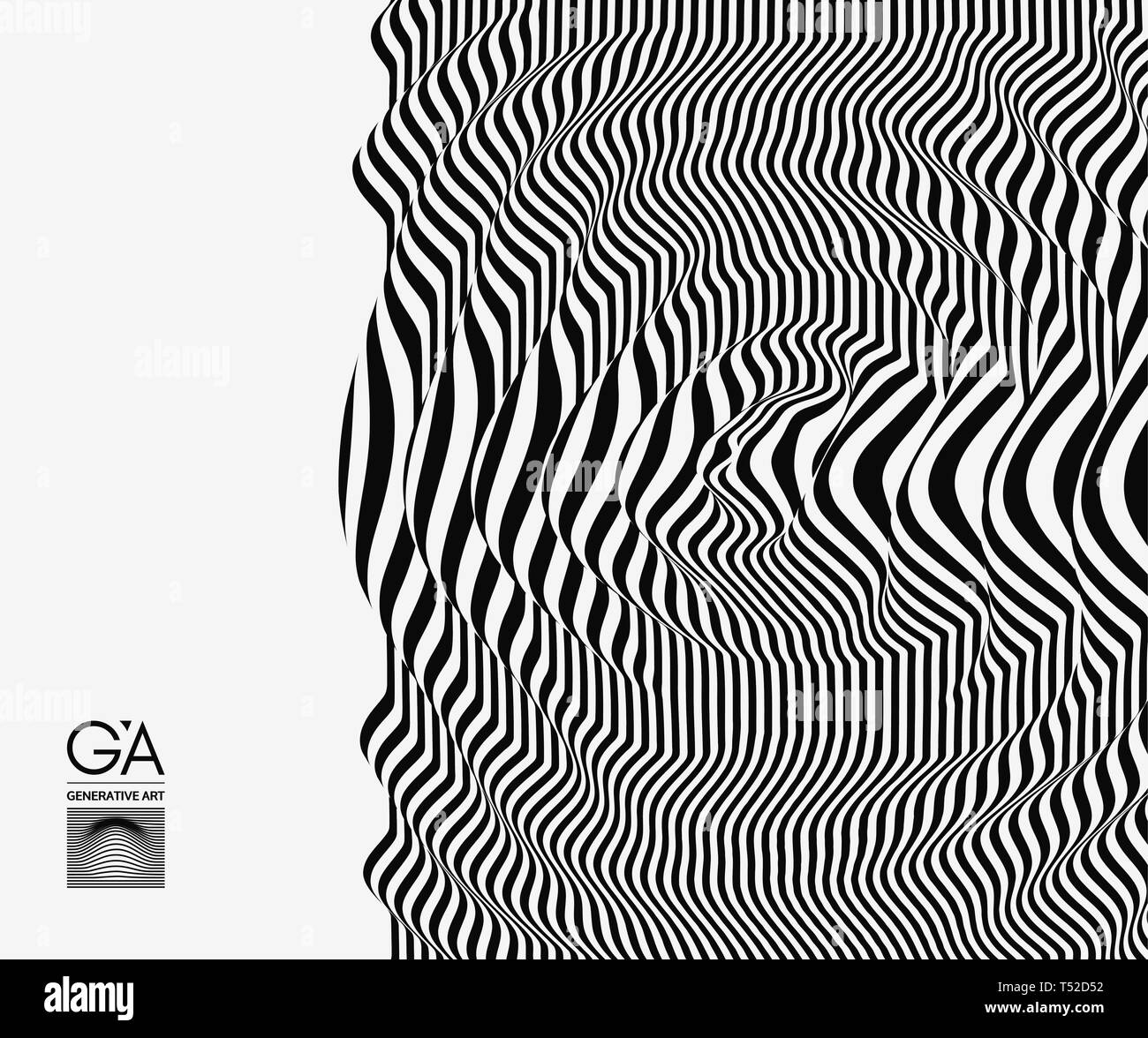 Schwarze und weiße abstrakte gestreiften Hintergrund. Optische Kunst 3D-Vektor Illustration. Stock Vektor