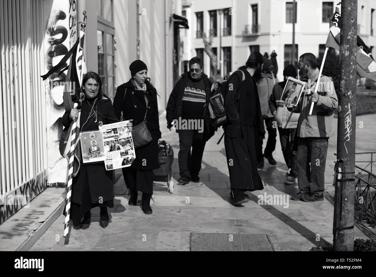 Religiöse Menschen demonstrieren, Athen, Griechenland Stockfoto