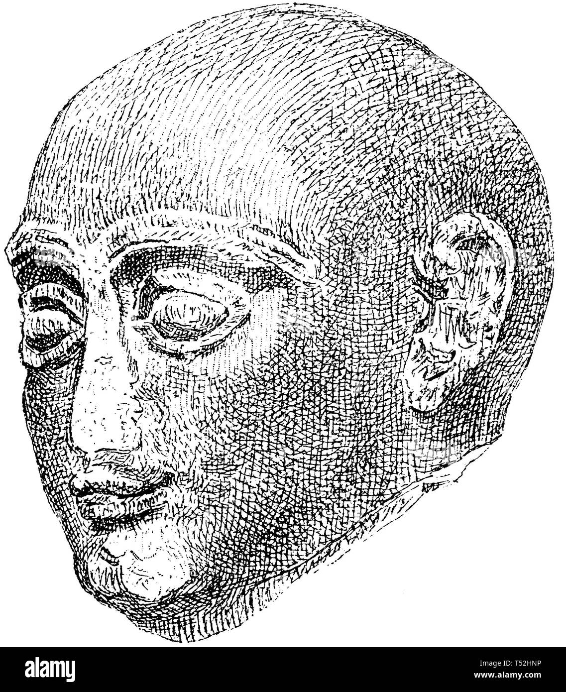 Statue Leiter der Sumerian-Accadian Typ aus der Zeit des Gudia. Nach Perrot-Thipiez, Stockfoto
