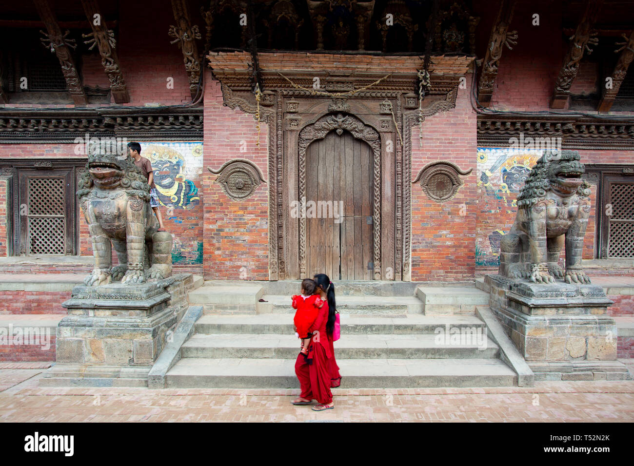 Kathmandu, Nepal - Mai 13, 2017: Blick von Patan Durbar Square in Kathmandu. Stockfoto